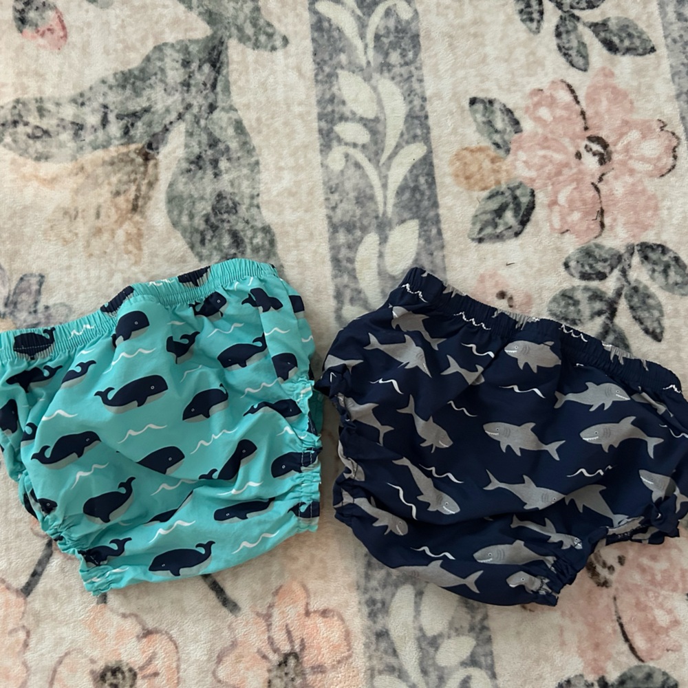Pottery Barn Kids Whale & Shark Swim Diaper Covers - Teal & Navy 12-24 months